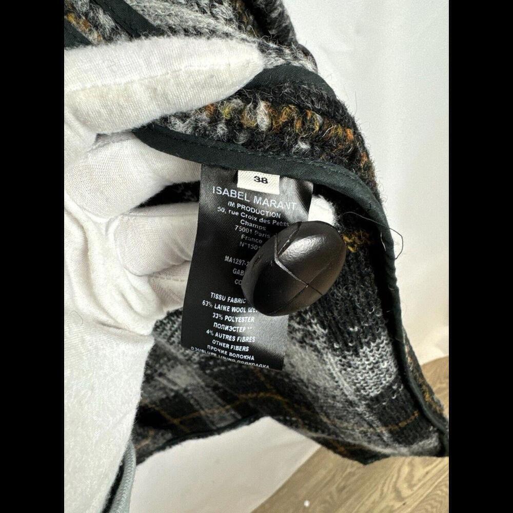 Isabel Marant Etoile Plaid Gabriel Coat Wool Blend Grey Size 38 FR, 6 US - Picture 7 of 8
